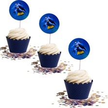 Booddie Batman Karakter Doğum Günü Konsepti & Batman Temalı Pasta Cupcake Süsleme Karton Kürdan 20 Adet