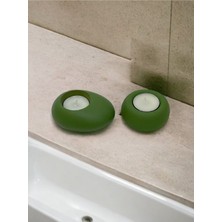 Ogish Concept Drop&spot Minimal Dekoratif Beton Tealight Mumluk 2'li Set Yeşil