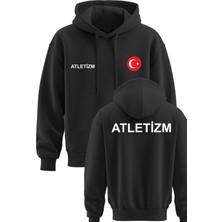 Top Glory Atletizm Baskılı Kapşonlu 3 Ip Kışlık Türkiye Sweatshirt Atletizm Hoodie