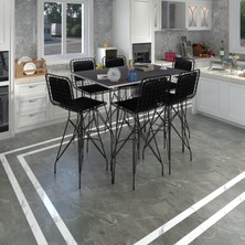 Kenz Life  Knsz Masa Sandalye Takımı HEM105ZENGIN Grisyh 130*090 6 Sandalye Syhsyh Sırt Minderli