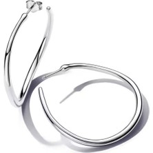 Lines Bijuteri Gümüş Doğal Şekilli 42 mm Açık Halka Küpeler