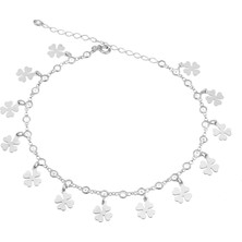 Brezza Lusso Jewelry Yonca Sallantılı Taşlı Su Yolu Gümüş Kadın Ayak Halhal