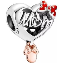 Hector Co Jewellery Minnie Disney Mom Kalp Temalı Charm 925 Ayar Gümüş