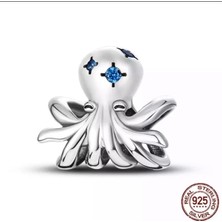 Hector Co Jewellery Gümüş Ahtapot Mavi Taşlı Charm 925 Ayar