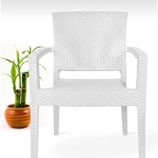 Silkyra Kastamonu Plastik Violet Rattan 90*150 Cm, 6 Kişilik Masa Takımı Beyaz