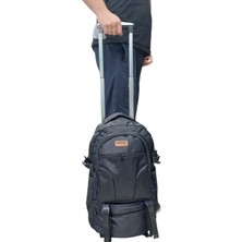 Rowan Çanta Rowan Çekçekli +Termal Matara Çantalı Siyah  Kabin Boy ,Portatif  Seyahat Çantası 56*34*27 Cm