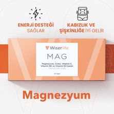 Wiserlife MAG Magnezyum, Çinko, Vitamin C, Vitamin B6 ve Vitamin D3  İçeren Takviye 30 Saşe