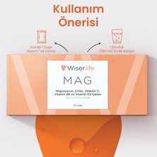 Wiserlife MAG Magnezyum, Çinko, Vitamin C, Vitamin B6 ve Vitamin D3  İçeren Takviye 30 Saşe