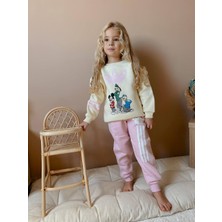 Sacro Kids Minnie Mouse Baskılı Eşofman-Sweatshirt 3 Iplik Şardonlu Kışlık Kız Çocuk Takım