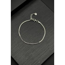 Frnch 925 Ayar Gümüş Italyan Model Zirkon Taşlı Siyah Renk Erkek Bileklik FRJ12234-3234-B2