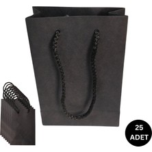 Roco Paper Co. Siyah Karton  ve Alışveriş Çantası - 25 Adet, Parti , Doğum Günü, Yılbaşı Çantası, 17 x 12 x 5 cm