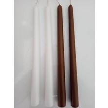 qosrix  Yılbaşı Özel Serisi 4'lü Kahverengi Beyaz Şamdan Doğal Kokulu Soya Mumu Yeni Yıl Noel Uzun Çubuk Konik Mum