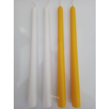 qosrix  Yılbaşı Özel Serisi 4'lü Sarı Beyaz Şamdan Doğal Kokulu Soya Mumu Yeni Yıl Noel Uzun Çubuk Konik Mum