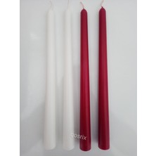 qosrix  Yılbaşı Özel Serisi 4'lü Kırmızı Beyaz Şamdan Doğal Kokulu Soya Mumu Yeni Yıl Noel Uzun Çubuk Konik Mum