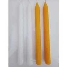 qosrix yılbaşı Özel Serisi 4'lü Sarı Beyaz Şamdan Doğal Kokulu Soya Mumu Yeni Yıl Noel Uzun Çubuk Konik Mum