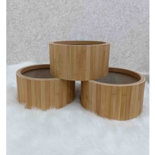 Black Pearl Bambu 3'lü Sepet - Bej Organizer Sepet Seti / Banyo Makyaj Düzenleyici