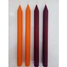 qosrix  Yılbaşı Özel Serisi 4'lü Turuncu Bordo Şamdan Doğal Kokulu Soya Mumu Yeni Yıl Noel Uzun Çubuk Konik Mum