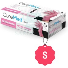 Core Med Coremed Pembe Nitril Muayene Eldiveni Pudrasız 100'lü Paket Small