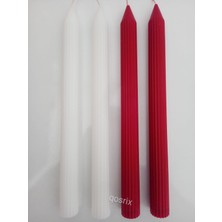 qosrix  Yılbaşı Özel Serisi 4'lü Kırmızı Beyaz Şamdan Doğal Kokulu Soya Mumu Yeni Yıl Noel Uzun Çubuk Konik Mum