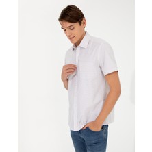 Pierre Cardin Erkek Bej Regular Fit Kısa Kollu Gömlek 50255263-VR011