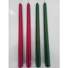 qosrix  Yılbaşı Özel Serisi 4'lü Kırmızı Yeşil Şamdan Doğal Kokulu Soya Mumu Yeni Yıl Noel Uzun Çubuk Konik Mum