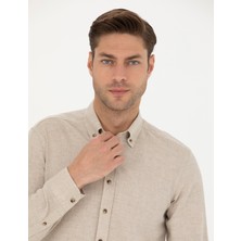 Pierre Cardin Erkek Bej Slim Fit Uzun Kollu Gömlek 50280214-VR011