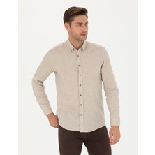 Pierre Cardin Erkek Bej Slim Fit Uzun Kollu Gömlek 50280214-VR011