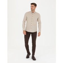 Pierre Cardin Erkek Bej Slim Fit Uzun Kollu Gömlek 50280214-VR011