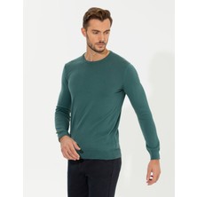 Pierre Cardin Erkek Yeşil Slim Fit Bisiklet Yaka Basic Triko Kazak 50258993-VR054