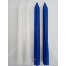 qosrix  Yılbaşı Özel Serisi 4'lü Beyaz Mavi Şamdan Doğal Kokulu Soya Mumu Yeni Yıl Noel Uzun Çubuk Konik Mum