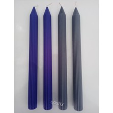 qosrix  Yılbaşı Özel Serisi 4'lü Mor Gri Şamdan Doğal Kokulu Soya Mumu Yeni Yıl Noel Uzun Çubuk Konik Mum