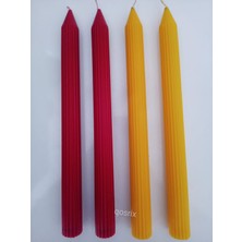 qosrix  Yılbaşı Özel Serisi 4'lü Sarı Kırmızı Şamdan Doğal Kokulu Soya Mumu Yeni Yıl Noel Uzun Çubuk Konik Mum