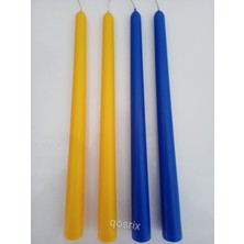 qosrix  Yılbaşı Özel Serisi 4'lü Sarı Mavi Şamdan Doğal Kokulu Soya Mumu Yeni Yıl Noel Uzun Çubuk Konik Mum