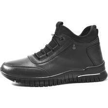Beety 1532  Deri Siyah Lastikli  Casual Kadın Bot