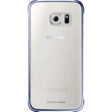 Slimline Clip-On Kılıf Clear View Case Cover Samsung Galaxy S6 Için, Metalik Siyah/şeffaf