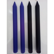 qosrix  Yılbaşı Özel Serisi 4'lü Siyah Mor Şamdan Doğal Kokulu Soya Mumu Yeni Yıl Noel Uzun Çubuk Konik Mum