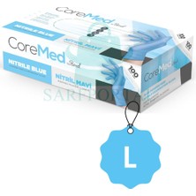 Core Med Coremed Mavi Nitril Muayene Eldiveni Pudrasız 100'lü Paket Large