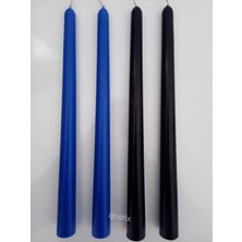 qosrix  Yılbaşı Özel Serisi 4'lü Siyah Mavi Şamdan Doğal Kokulu Soya Mumu Yeni Yıl Noel Uzun Çubuk Konik Mum