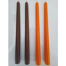 qosrix  Yılbaşı Özel Serisi 4'lü Turuncu Kahverengi Şamdan Doğal Kokulu Soya Mumu Yeni Yıl Noel Uzun Çubuk Konik Mum