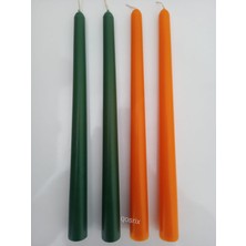 qosrix  Yılbaşı Özel Serisi 4'lü Turuncu Yeşil Şamdan Doğal Kokulu Soya Mumu Yeni Yıl Noel Uzun Çubuk Konik Mum