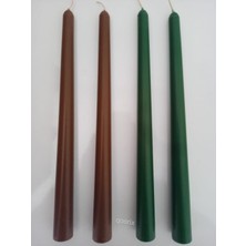 qosrix  Yılbaşı Özel Serisi 4'lü Yeşil Kahverengi Şamdan Doğal Kokulu Soya Mumu Yeni Yıl Noel Uzun Çubuk Konik Mum