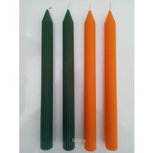 qosrix  Yılbaşı Özel Serisi 4'lü Turuncu Yeşil Şamdan Doğal Kokulu Soya Mumu Yeni Yıl Noel Uzun Çubuk Konik Mum