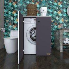 Kenzlife çamaşır makinesi dolabı kapaklı tatyana gri 90*70*60 banyo ofis kapaklı arkalıksız