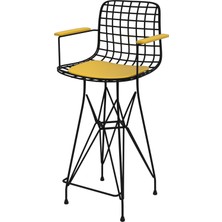 Knsz orta boy tel bar sandalyesi 1 li mağrur syhsrı kolçaklı 65 cm oturma yüksekliği mutfak bahçe cafe ofis