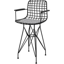 Knsz ufak boy tel bar sandalyesi 1 li uslu syhtalen kolçaklı 55 cm oturma yüksekliği mutfak bahçe cafe ofis