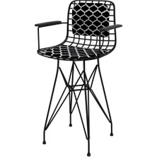 Knsz ufak boy tel bar sandalyesi 1 li uslu syhviona kolçaklı sırt minderli 55 cm oturma yüksekliği mutfak bahçe cafe ofis