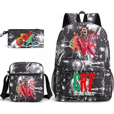 Deming Cr7 Ronaldo Baskılı Öğrenci Okul Çantası Üç Parçalı Set (Yurt Dışından)