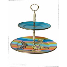 Dedemin Emayeleri Vintage Emaye 2 Katlı Kurabiyelik Cümbüş Ç:30 cm