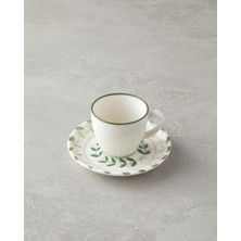 English Home Petally Bone Porselen 4 Parça 2 Kişilik Kahve Fincan Takımı 90 ml Mavi-Yeşil