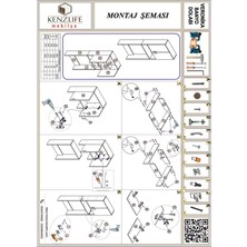 Kenzlife çamaşır makinesi dolabı veronika byz 180*066*20 banyo çift kapaklı arkalıksız